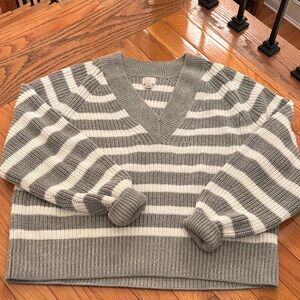 Gray and White Striped women’s Sweater